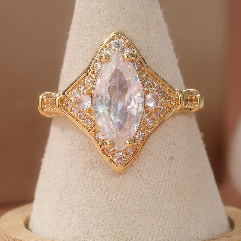 Vintage Water Droplet Zirconia Ring for Women